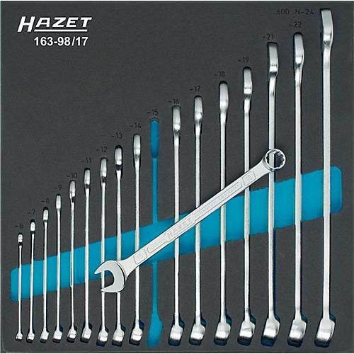 HAZET Werkzeugmodul 163-98/17, 17-teilig, Ringmaulschlüssel-Satz, SW 6-24 mm, Tractionsprofil, Modulgröße 344 x 342 mm