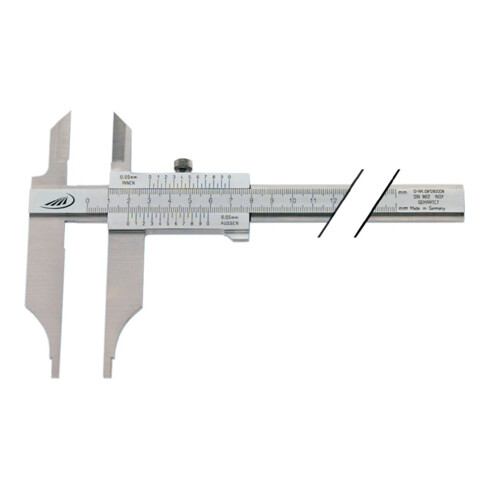 Helios Preisser Werkstattmessschieber DIN 862 300 mm mit Spitzen parallaxfrei Schnabellänge 90 mm