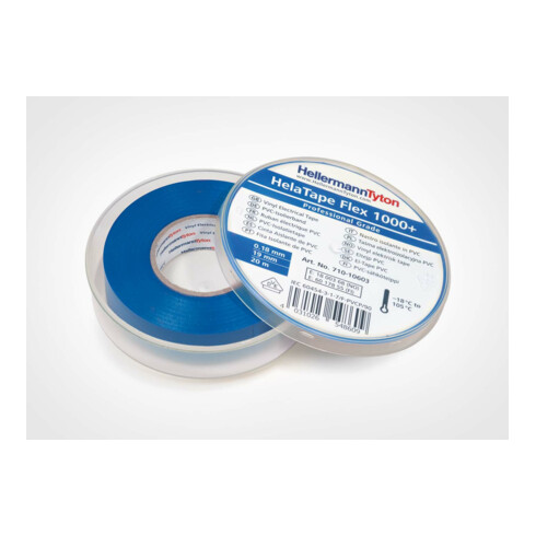 HellermannTyton Premium PVC-Isolierband 19mmx20m, blau FLEX1000+19x20 BU