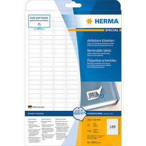 Herma ablösbare Etiketten Nr. 10001 auf DIN A4-Blättern, 4725 Etiketten, 25 Bogen Herma ablösbare Etiketten Nr. 10001 auf DIN A4-Blättern, 4725 Etiketten, 25 Bogen