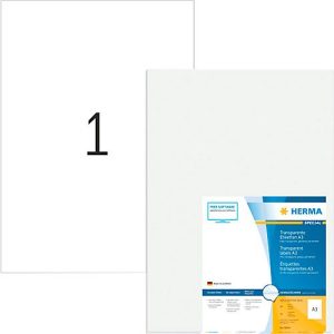 Herma Folienetiketten Special Nr. 8694, 297 x 420 mm, wetterfest, selbstklebend, permanent, transparent, 50 Stück Herma Folienetiketten Special Nr. 8694, 297 x 420 mm, wetterfest, selbstklebend, permanent, transparent, 50 Stück