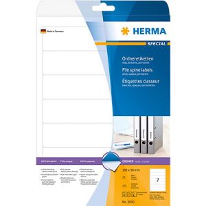 Herma Ordneretiketten A4, 192 mm lang, permanent haftend/bedruckbar, 175 Stück, weiß Herma Ordneretiketten A4, 192 mm lang, permanent haftend/bedruckbar, 175 Stück, weiß