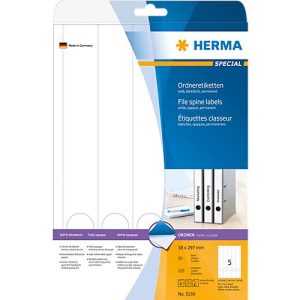Herma Ordneretiketten A4, 297 mm lang, permanent haftend/bedruckbar, 125 Stück, weiß Herma Ordneretiketten A4, 297 mm lang, permanent haftend/bedruckbar, 125 Stück, weiß