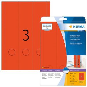 Herma Ordneretiketten A4, 297 x 61 mm, permanent haftend/bedruckbar, 60 Stück, rot Herma Ordneretiketten A4, 297 x 61 mm, permanent haftend/bedruckbar, 60 Stück, rot