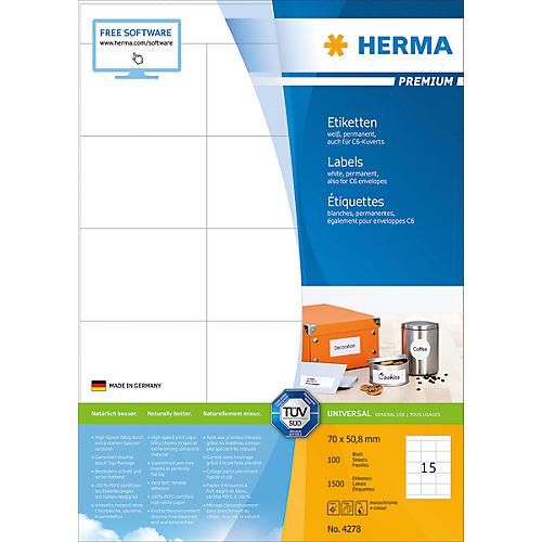 Herma Premium-Etiketten Nr. 4278 auf DIN A4-Blättern, permanent haftend