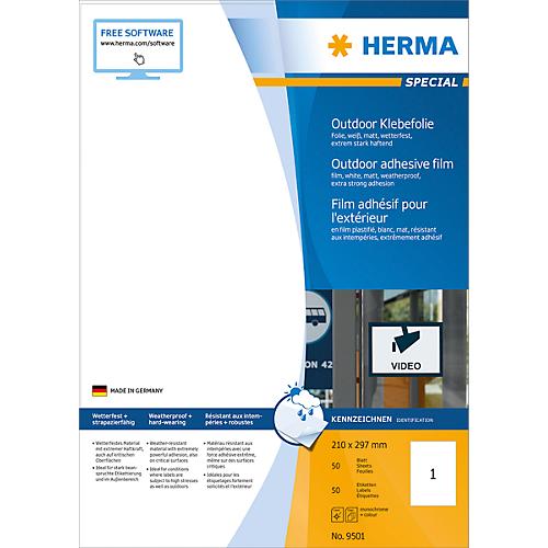 Herma wetterfeste Etiketten aus Polyesterfolie, 50 Etiketten, 50 Bogen