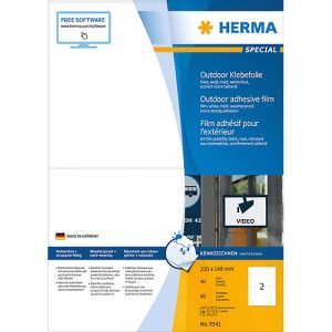 Herma wetterfeste Etiketten Nr. 9541, aus Polyesterfolie, 80 Etiketten, 40 Bogen Herma wetterfeste Etiketten Nr. 9541, aus Polyesterfolie, 80 Etiketten, 40 Bogen