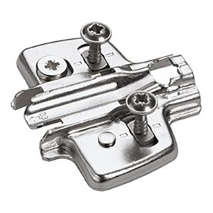 Hettich Kreuzmontageplatte mit Direkt-Höhenverstellung, vernickelt, Lochreihe 37 x 32 mm, mit Spanplattenschrauben (für Bohrung ø 2,5 mm), Distanz 0,0 mm Hettich Kreuzmontageplatte mit Direkt-Höhenverstellung, vernickelt, Lochreihe 37 x 32 mm, mit Spanplattenschrauben (für Bohrung ø 2,5 mm), Distanz 0,0 mm