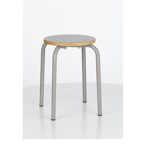 Hocker PARIS, stapelbar, Rundrohrfuß-Gestell, Ø 330 x T 330 x H 460 mm, taupe/taupe