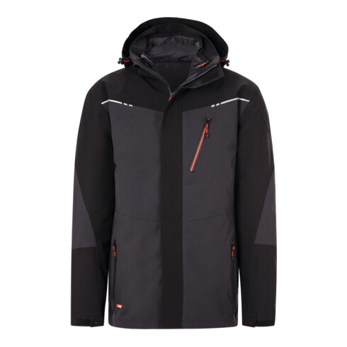 Holex 3-in-1 Jacke, dunkelgrau / schwarz / rot, Unisex-Größe: 2XL