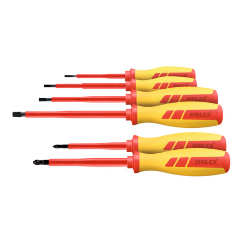 HOLEX Elektriker-Schraubendreher-Sortiment, 6-teilig, vollisoliert, 4 x Schlitz und 2 x Phillips