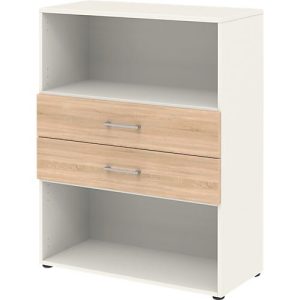 Home Office Kombiregal TEMPIO, aus Holz, 2 Einschübe, 3 OH, B 800 x T 340 x H 1070 mm, weiß/Sonoma Eiche Home Office Kombiregal TEMPIO, aus Holz, 2 Einschübe, 3 OH, B 800 x T 340 x H 1070 mm, weiß/Sonoma Eiche