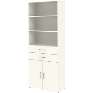 Home Office Kombischrank TEMPIO, aus Holz, 2 Türen, 2 Einschübe, 6 OH, B 800 x T 340 x H 2130 mm, weiß/weiß Home Office Kombischrank TEMPIO, aus Holz, 2 Türen, 2 Einschübe, 6 OH, B 800 x T 340 x H 2130 mm, weiß/weiß