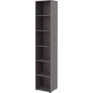Home Office Regal TEMPIO, aus Holz, 6 Fächer, 6 OH, B 400 x T 340 x H 2130 mm, anthrazit