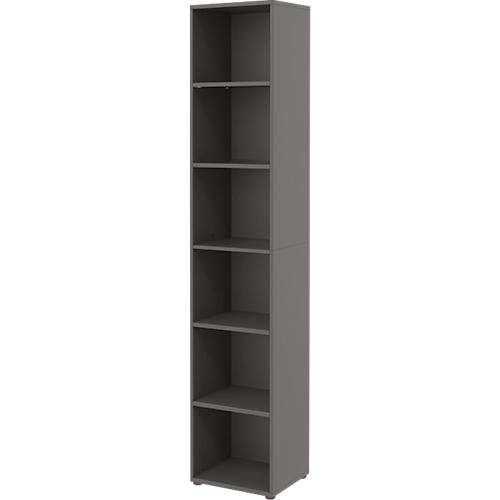 Home Office Regal TEMPIO, aus Holz, 6 Fächer, 6 OH, B 400 x T 340 x H 2130 mm, anthrazit