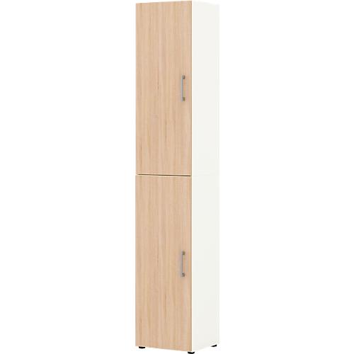 Home Office Schrank TEMPIO, aus Holz, 2 Türen, 6 OH, B 400 x T 340 x H 2130 mm, weiß/Sonoma Eiche