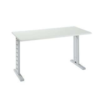 Home Office Schreibtisch Moxxo IQ, Rechteck, C-Fuß, B 1300 x T 650 x H 735 mm, lichtgrau/weißaluminium RAL 9006 Home Office Schreibtisch Moxxo IQ, Rechteck, C-Fuß, B 1300 x T 650 x H 735 mm, lichtgrau/weißaluminium RAL 9006