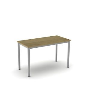 Home Office Schreibtisch Nevada, Rechteck, 4-Fuß Rundrohr, B 1200 x T 600 x H 740 mm, Eiche/alusilber