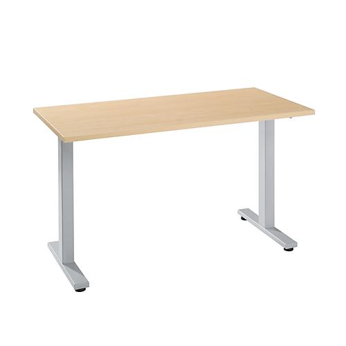 Home Office Schreibtisch Start Off, Rechteck, T-Fuß, B 1300 x T 650 x H 735 mm, Ahorn/weißaluminium