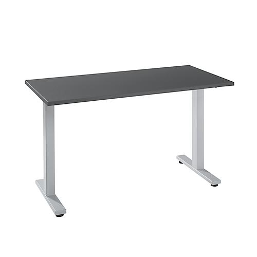 Home Office Schreibtisch Start Off, Rechteck, T-Fuß, B 1300 x T 650 x H 735 mm, graphit/weißaluminium
