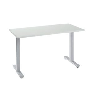 Home Office Schreibtisch Start Off, Rechteck, T-Fuß, B 1300 x T 650 x H 735 mm, lichtgrau/weißaluminium Home Office Schreibtisch Start Off, Rechteck, T-Fuß, B 1300 x T 650 x H 735 mm, lichtgrau/weißaluminium