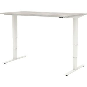 Home Office Schreibtisch TEMPIO, elektrisch höhenverstellbar, geteilte Tischplatte mit Klappe, B 1600 x T 700 x H 640-1280 mm, beton/weiß Home Office Schreibtisch TEMPIO, elektrisch höhenverstellbar, geteilte Tischplatte mit Klappe, B 1600 x T 700 x H 640-1280 mm, beton/weiß