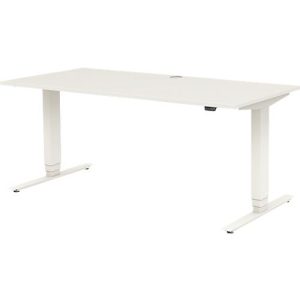 Home Office Schreibtisch TEMPIO, elektrisch höhenverstellbar, geteilte Tischplatte mit Klappe, B 1600 x T 700 x H 640-1280 mm, weiß Home Office Schreibtisch TEMPIO, elektrisch höhenverstellbar, geteilte Tischplatte mit Klappe, B 1600 x T 700 x H 640-1280 mm, weiß