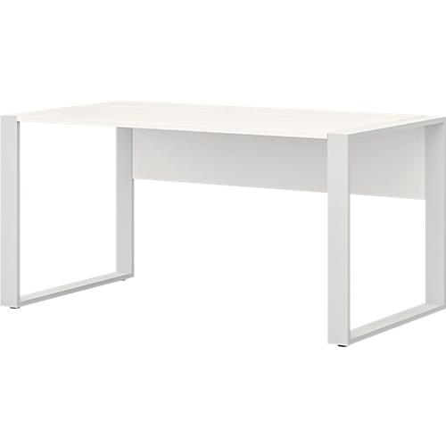 Home Office Schreibtisch TEMPIO, Rechteck, Kufen, B 1500 x T 800 x H 740 mm, weiß + Kabelführungsbügel