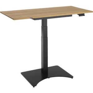 Home Office Tisch, elektrisch höhenverstellbar, Rechteck, Standfuß, B 1150 x T 550 x H 640-1100 mm, Hickory-Eiche/schwarz + Memory-Bedienpanel Home Office Tisch, elektrisch höhenverstellbar, Rechteck, Standfuß, B 1150 x T 550 x H 640-1100 mm, Hickory-Eiche/schwarz + Memory-Bedienpanel