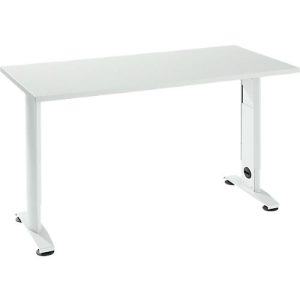 Home Office Tisch Login, C-Fuß, B 1300 x T 650 mm, lichtgrau/verkehrsweiß Home Office Tisch Login, C-Fuß, B 1300 x T 650 mm, lichtgrau/verkehrsweiß