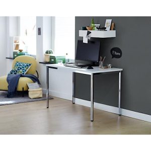 Home Office Tisch, Rechteck, 4-Fuß Quadratrohr, B 1200 x T 600 x H 720 mm, weiß/chromsilber Home Office Tisch, Rechteck, 4-Fuß Quadratrohr, B 1200 x T 600 x H 720 mm, weiß/chromsilber