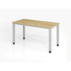 Home Office Tisch, Rechteck, 4-Fuß Quadratrohr, B 1200 x T 672 x H 685-810 mm, Wildeiche/silber Home Office Tisch, Rechteck, 4-Fuß Quadratrohr, B 1200 x T 672 x H 685-810 mm, Wildeiche/silber