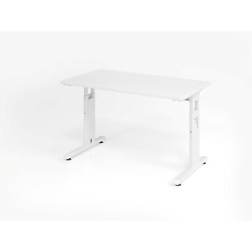 Home Office Tisch, Rechteck, C-Fuß, B 1200 x T 672 x H 650-850 mm, weiß/weiß