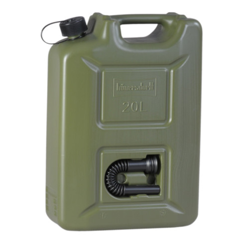 Hünersdorff Kraftstoff-Kanister PROFI (UN) 20 L oliv,UN-Zulassung,HDPE,schwarzes Zubehör