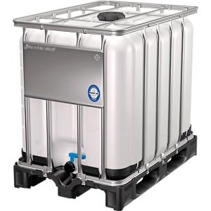 IBC Container, 600 Liter, UN-Zulassung, Kunststoffdeckel, Stahl-Kreuzverband, Stahltraverse, auf Kunststoffpalette, B 1200 x T 1000 x H 1013 mm IBC Container, 600 Liter, UN-Zulassung, Kunststoffdeckel, Stahl-Kreuzverband, Stahltraverse, auf Kunststoffpalette, B 1200 x T 1000 x H 1013 mm