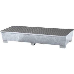 IBC-Station ASECOS, Stahl, mit Gitterrost u. Staplerschuhen, 1000 l Auffangvolumen, B 2680 x T 1300 x H 483 mm, verzinkt IBC-Station ASECOS, Stahl, mit Gitterrost u. Staplerschuhen, 1000 l Auffangvolumen, B 2680 x T 1300 x H 483 mm, verzinkt