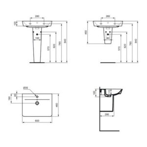 Ideal Standard Waschtisch CONNECT AIR 600 x 460 x 160 mm weiß Ideal Standard Waschtisch CONNECT AIR 600 x 460 x 160 mm weiß