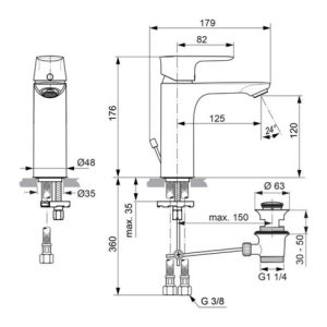 Ideal Standard Waschtischarmatur Grande CONNECT AIR chrom Ideal Standard Waschtischarmatur Grande CONNECT AIR chrom
