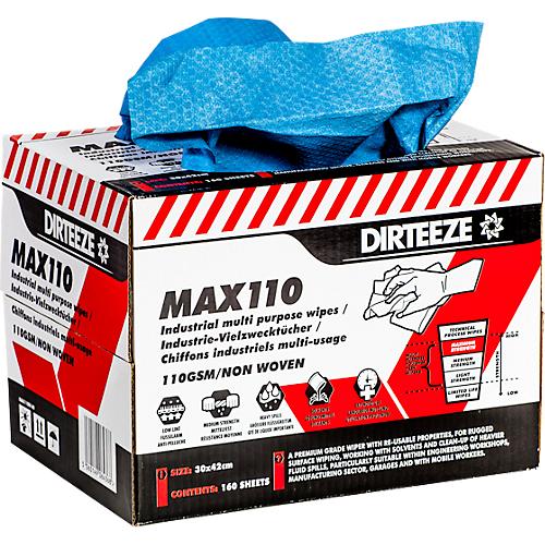 Industrie-Vliestücher MAX110, 100 g/m², ultrasaugfähig, zug- u. abriebfest, L 300 x B 420 mm, 160 St.