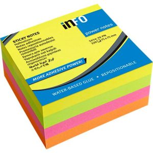 inFO Power Notes Haftnotizwürfel, 75 x 75 mm, 320 Blatt, blanko, 3 Farben inFO Power Notes Haftnotizwürfel, 75 x 75 mm, 320 Blatt, blanko, 3 Farben