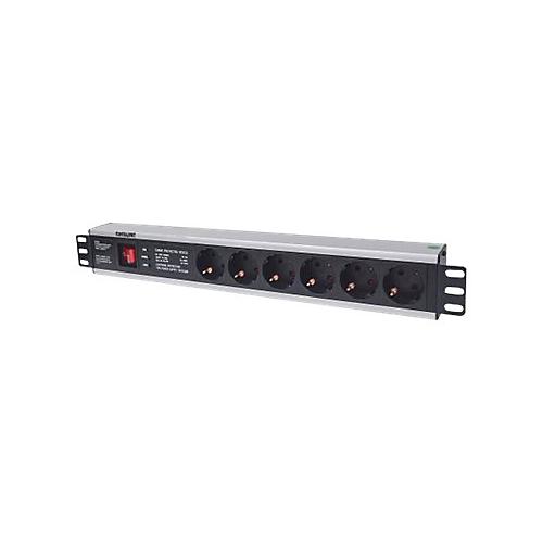 Intellinet 19'' 1.5U Rackmount 6-Way Power Strip - German Type'', With On/Off Switch and Surge Protection, 3m Power Cord - Steckdosenleiste'