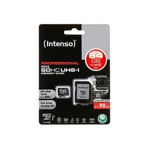 Intenso – Flash-Speicherkarte (microSDXC-an-SD-Adapter inbegriffen) – 64 GB – UHS Class 1 / Class10 – microSDXC UHS-I Intenso – Flash-Speicherkarte (microSDXC-an-SD-Adapter inbegriffen) – 64 GB – UHS Class 1 / Class10 – microSDXC UHS-I