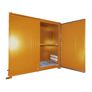 Isolierter Regalcontainer BAUER CEH 29-2 IBC, Stahl, Doppelflügeltor, B 3220 x T 1500 x H 3510 mm, orange Isolierter Regalcontainer BAUER CEH 29-2 IBC, Stahl, Doppelflügeltor, B 3220 x T 1500 x H 3510 mm, orange