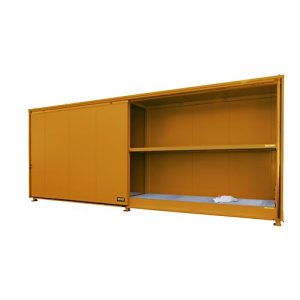 Isolierter Regalcontainer BAUER CEH 81-2, Stahl, Schiebetor, B 8400 x T 1550 x H 3190 mm, orange Isolierter Regalcontainer BAUER CEH 81-2, Stahl, Schiebetor, B 8400 x T 1550 x H 3190 mm, orange