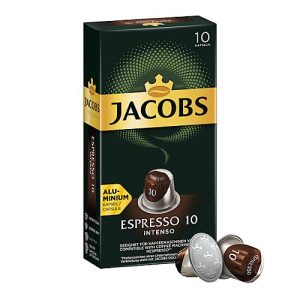 Jacobs Espresso 10 Intenso Kaffeekapseln, Röstkaffee, 10 x 52 g, Nespresso®-kompatibel, gemahlen