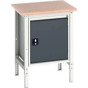 Kastenwerkbank Bott verso, Multiplex-Platte, 1 Tür, 1 Ablageboden, B 700 x T 600 x H 780 – 930 mm, Lichtgrau / Anthrazitgrau Kastenwerkbank Bott verso, Multiplex-Platte, 1 Tür, 1 Ablageboden, B 700 x T 600 x H 780 – 930 mm, Lichtgrau / Anthrazitgrau