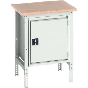 Kastenwerkbank Bott verso, Multiplex-Platte, 1 Tür, 1 Ablageboden, B 700 x T 600 x H 780 – 930 mm, Lichtgrau Kastenwerkbank Bott verso, Multiplex-Platte, 1 Tür, 1 Ablageboden, B 700 x T 600 x H 780 – 930 mm, Lichtgrau