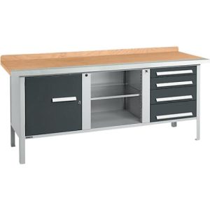 Kastenwerkbank Schäfer Shop Select PW 200-1, Buche Multiplexplatte, mit Stahlkante, bis 750 kg, B 2000 x T 700 x H 840 mm, Anthrazit Kastenwerkbank Schäfer Shop Select PW 200-1, Buche Multiplexplatte, mit Stahlkante, bis 750 kg, B 2000 x T 700 x H 840 mm, Anthrazit