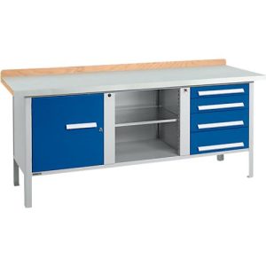 Kastenwerkbank Schäfer Shop Select PW 200-1, ESD, Buche Multiplexplatte, mit Stahlabdeckung, bis 750 kg, B 2000 x T 700 x H 840 mm, Enzianblau Kastenwerkbank Schäfer Shop Select PW 200-1, ESD, Buche Multiplexplatte, mit Stahlabdeckung, bis 750 kg, B 2000 x T 700 x H 840 mm, Enzianblau
