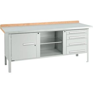 Kastenwerkbank Schäfer Shop Select PW 200-1, ESD, Buche Multiplexplatte, mit Stahlabdeckung, bis 750 kg, B 2000 x T 700 x H 840 mm, Lichtgrau Kastenwerkbank Schäfer Shop Select PW 200-1, ESD, Buche Multiplexplatte, mit Stahlabdeckung, bis 750 kg, B 2000 x T 700 x H 840 mm, Lichtgrau